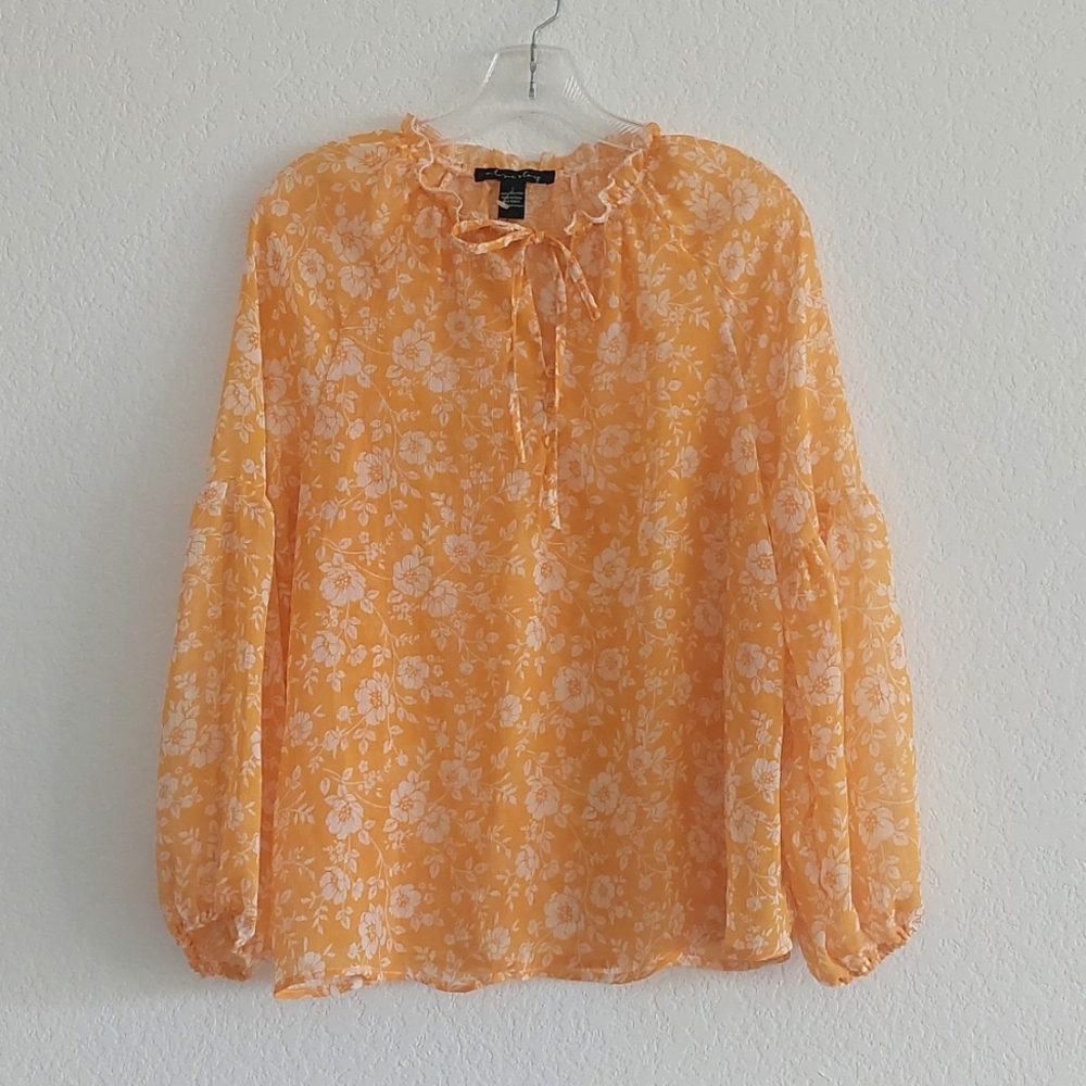 A LOVE STORY Floral Yellow Blouse NWOT